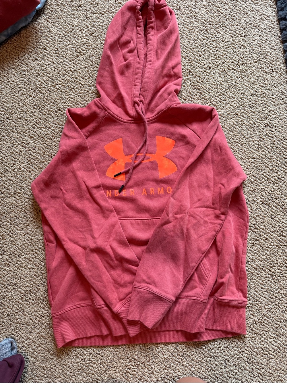 Under Armour Coral Pink Fleece Hoodie with Drawcord